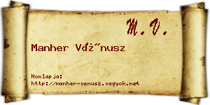 Manher Vénusz névjegykártya